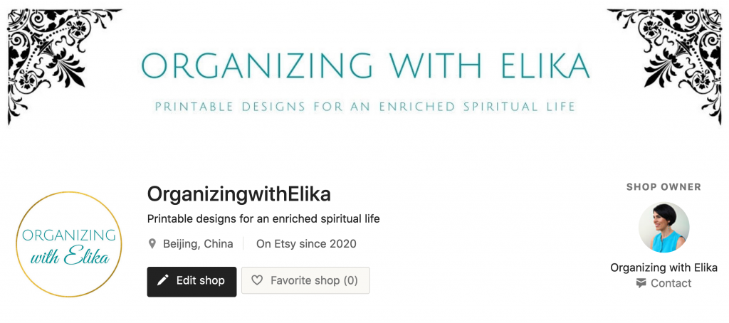 Organizing with Elika Etsy banner