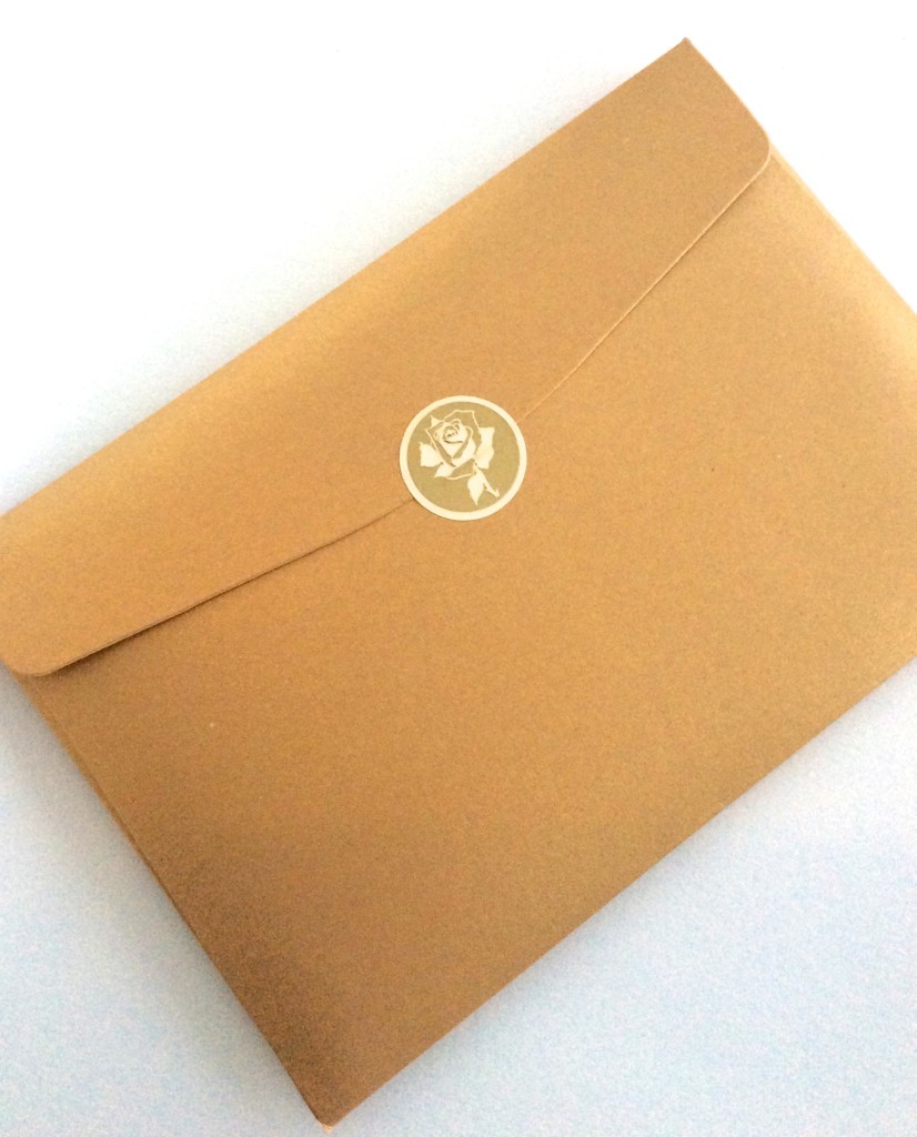 I have fallen in love with these gold sturdy envelopes that enclose the artwork